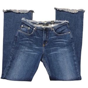 Express Y2K Frayed Hem Flare Jeans Long. Reposhing due to sizing